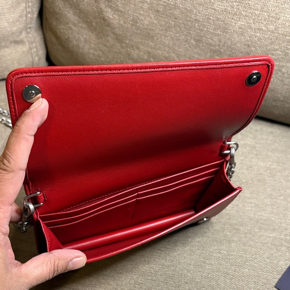 Prada Red Leather Diagram Wallet on Chain - Picture 8 of 9